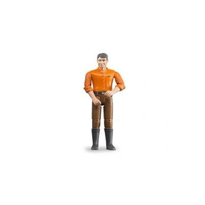Abbildung von bruder 60007 Bworld Mann mit hellem Hauttyp und brauner Hose 1:16 Spielzeug Figur Bauer Landwirt Bauernhof Mensch