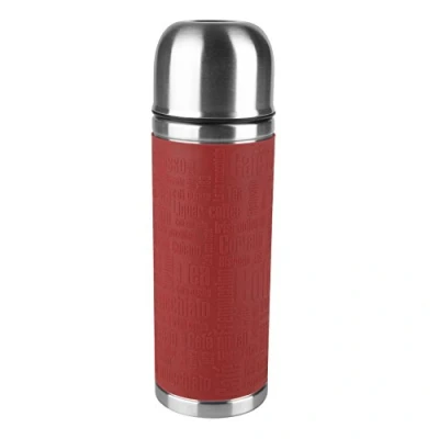 Abbildung von Emsa 515712 Senator Sleeve Isolierflasche mit rutschfester Silikonmanschette, Mobil genießen, 0,5 L, Safe Loc Verschluss, rot