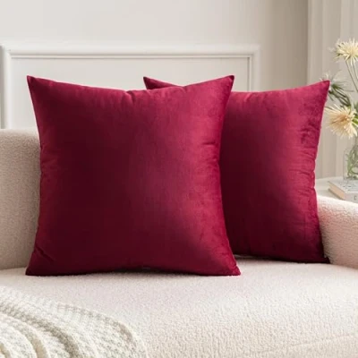 Abbildung von MIULEE 2er Set SAMT Weihnachten Kissenbezug Kissenhülle Dekorative Dekokissen Sofakissen Lendenkissen Wurfkissenbezug mit Verstecktem Reißverschluss Sofa Schlafzimmer 16x16 Inch 40x40 cm Weinrot