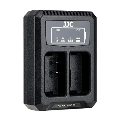Abbildung von JJC USB Dual Ladegerät Akkulader für Nikon Z50 Z30 Zfc Kamera EN EL25 Lithium Ionen Akku