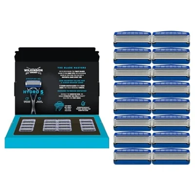 Abbildung von WILKINSON SWORD Hydro 5 Rasierklingen für Männer Feuchtigkeitsspendendes Gel und umklappbarer Trimmer Packung mit 16