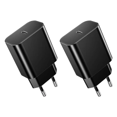 Abbildung von 2 Pack 20W USB C Adapter, Stecker Kompatibel für iPhone 15/14/13/12 Plus Pro Max Mini, AirPods iPad, Samsung Galaxy S23/22, Netzteil Power Ladegerät Steckdose Schnellladegerät Charger, Schwarz