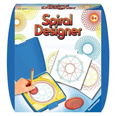 Abbildung von Ravensburger Spiral Designer Mini 29708, Zeichnen lernen für Kinder, Kreatives Zeichen Set mit Mandala Schablone farbenfrohe Spiralbilder und Mandalas, Blau, Mittel