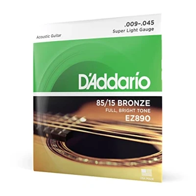 Abbildung von D&#039;Addario Gitarrensaiten Westerngitarre Akustikgitarre Saiten DER BELIEBTESTEN SAITENMARKE WELTWEIT EZ890 85/15 Bronze Super Light (09 45)