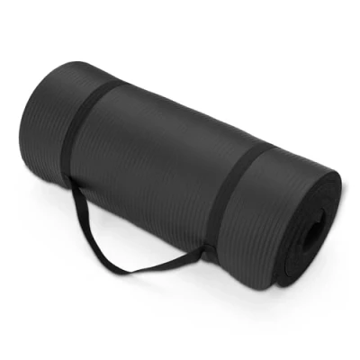 Abbildung von Amazon Basics Yogamatte mit Tragegurt, extra dick, 2.5 cm, Schwarz