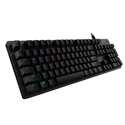Abbildung von Logitech G512 mechanische Gaming Tastatur, GX Brown Taktile Switches, LIGHTSYNC RGB Beleuchtung, USB Durchschleife, Aluminium Gehäuse, Programmierbare F Tasten, US QWERTY Layout Schwarz
