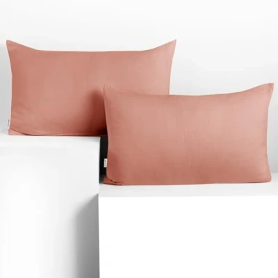 Abbildung von DecoKing 2 Kissenbezüge 50x60 cm Jersey 100% gekämmte Baumwolle Reißverschluss Lachs Amber