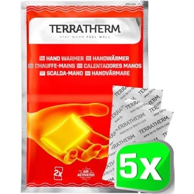Abbildung von TerraTherm Handwärmer, Taschenwärmer für 12h warme Hände, Wärmepads Hand durch Luft aktiviert, 100% natürliche Wärme, Fingerwärmer, 5 Paar