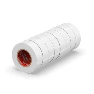 Abbildung von ERKO Isolierband Weiß 19mm x 20m PVC Set 8 Stück Elektrische Leitungen Reparatur, Hochflexibel mit starker Klebekraft, Chemiebeständig, Wasserfest, Klebeband