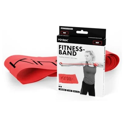 Abbildung von Kintex Fitnessband, 2,5 m x 15 cm, Gymnastikband in 7 Stärken, 100% Latex, transportables Trainingsband (Rot)
