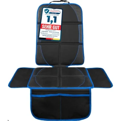 Abbildung von LIONSTRONG® Kindersitzunterlage Autositzschoner [ISOFIX GEEIGNET] Autositzauflage wasserabweisend Sitzschutz Sitzschoner Auto Kindersitz Sitzauflagen universell kompatibel (Blau)