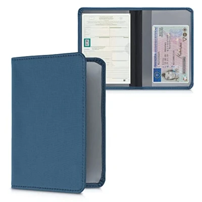 Abbildung von kwmobile Fahrzeugschein Hülle mit Kartenfächern Neopren Etui Tasche für Auto Zulassungsbescheinigung Führerschein Marineblau