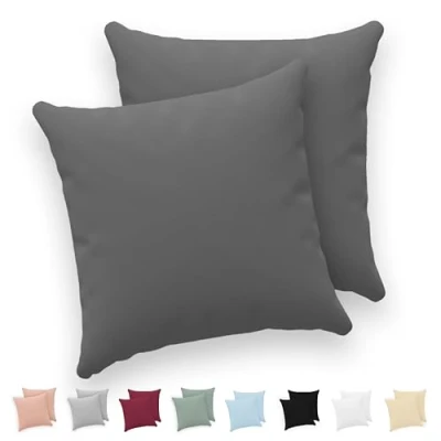 Abbildung von Twinzen® Kissenbezug 40x40 (2er Set) 100% Jersey Baumwolle 150 GSM Kissenbezüge Anthrazit Für cm Kissenhülle mit Reißverschluss Oeko Tex Zertifiziert