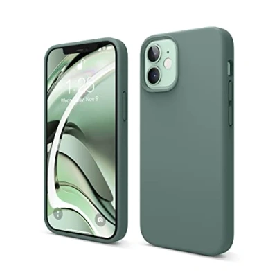 Abbildung von elago Liquid Silicone Case Kompatibel mit iPhone 12 Mini Hülle (5,4&quot;), Hochwertiges Silikon, Rundumschutz Handyhülle : 3 Layer Struktur Schutzhülle (Nachtgrün)