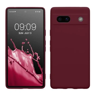Abbildung von kwmobile Handyhülle kompatibel mit Google Pixel 7a Hülle Handy Case aus weichem Silikon in Bordeaux Violett