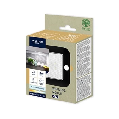 Abbildung von Müller Licht Mobina Sensor 10 LED Batterieleuchte Orientierunglicht Nachtlicht, 10cm Länge, neutralweiß 4000K, 0.6W, wiederaufladbar per USB, selbstklebend, schwarz, 27700053