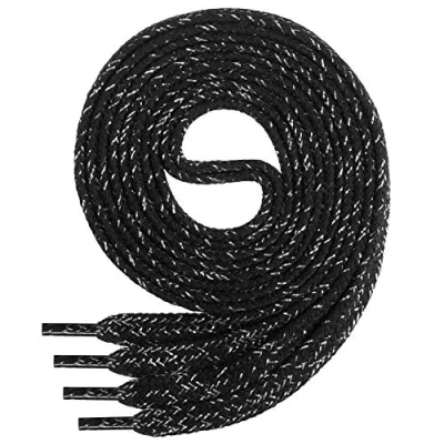Abbildung von Di Ficchiano 1Paar flache SCHNÜRSENKEL aus 100% Baumwolle für Sneaker Sportschuhe sehr reißfest ca. 7 mm breit elastische Schnürsenkel schwarzsilber Farbe: black/silver 140cm