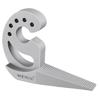 Abbildung von WENKO Multi STOP®, flexibler Türstopper und Fensterstopper mit vielen Funktionen aus hochwertigem Kunststoff, für Türen, Fenster Schubladen als Puffer Klemmschutz, 11,8 x 7,7 2,5 cm, Grau