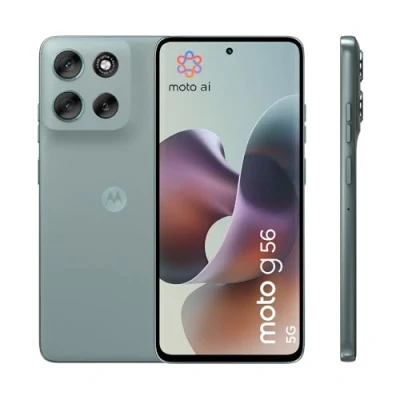 Abbildung von Motorola Moto g56 5G Smartphone (Robustes 6,72“ FHD+ Display Dank Gorilla Glass 7i, 50 MP Kamera mit AI, 8/256 GB, 5100 mAh, extrem temperaturbeständig) Pantone Gray Mist, inkl. Schutzcover