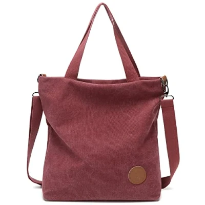 Abbildung von JANSBEN Damen Canvas Handtasche Schultertasche Casual Multifunktionale Umhängetaschen Groß für Schule Shopper Lässige täglich (Grau)