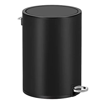 Abbildung von SONGMICS Kosmetikeimer, 3 Liter, Mülleimer Bad, kleiner Abfalleimer mit Deckel, Softclose, herausnehmbarer Inneneimer aus Kunststoff, für Badezimmer, Büro, Stahl, tintenschwarz LTB011B01