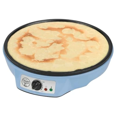 Abbildung von Bestron Crêpes Maker im Retro Design, für Crepes mit Ø 30 cm, inkl. Teigverteiler &amp; Wender, Antihaftbeschichtung, 1000 Watt, Farbe: Blau