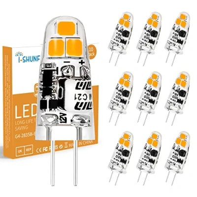 Abbildung von I SHUNFA 10er Pack g4 1.2W LED Lampen Warmweiss 3000K AC/DC 12V Birnen Ersatz 15w Halogen Leuchtmittel für Schlafzimmer, Küche, Esszimmer, Büro