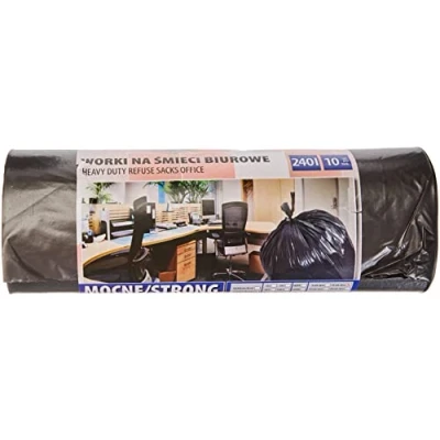Abbildung von Office Products 22021252 05 Müllbeutel 240 L 10 Stück Stark Reissfest LDPE Müllsäcke Mülltüte Abfallsäcke für Den Hausmüll das Büro Farbe: Schwarz Foliendicke: 30 μm