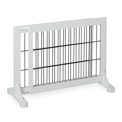 Abbildung von Relaxdays Absperrgitter, ausziehbares Schutzgitter, Treppe &amp; Tür, HxB: 56 x 70 108 cm, freistehend, Kinder Hunde, weiß