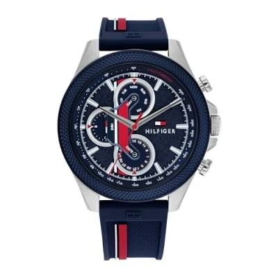 Abbildung von Tommy Hilfiger Chronograph, Herren, Größe: One Size, Blue/red/silver