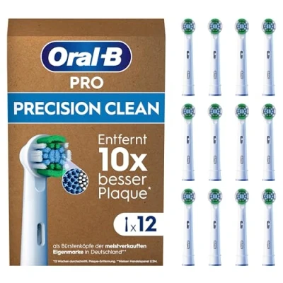 Abbildung von Oral B Pro Precision Clean Aufsteckbürsten für elektrische Zahnbürste, Zahnreinigung, X Borsten, Original Zahnbürstenaufsatz Zahnbürsten, briefkastenfähige Verpackung, 12 Stück