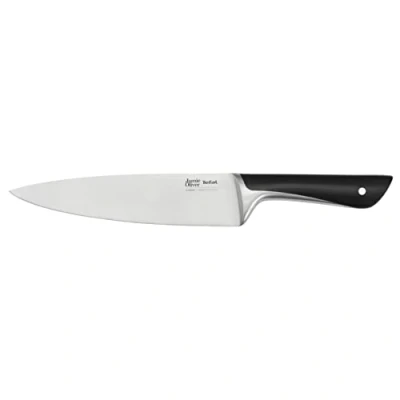 Abbildung von Jamie Oliver by Tefal K26701 Kochmesser 20 cm, hohe Schneideleistung, unverwechselbares Design, widerstandsfähige und langlebige Klingen, Edelstahl, schwarz