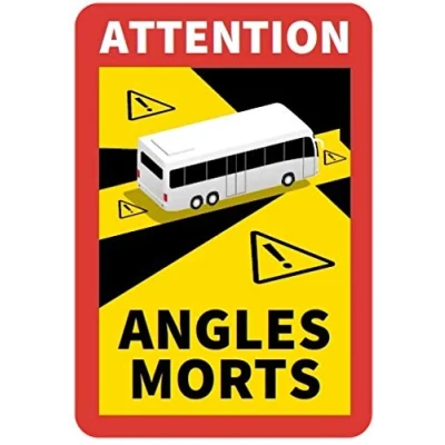Abbildung von 12 Stück Attention Angles Morts für Bus/Wohnwagen 25 x 17 cm Aufkleber Sticker Hinweiszeichen Schild Frankreich mit UV Schutz speziell Außenbereich von STROBO