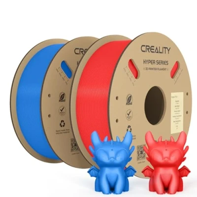 Abbildung von Creality Official Hyper PLA Filament Rot+Blau 2KG, 3D Drucker für Hochgeschwindigkeitsdruck, langlebig und widerstandsfähig, glatt, Überhang Leistung Maßgenauigkeit +/ 0.03mm, 2 Rollen