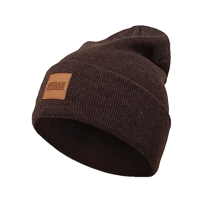 Abbildung von Urban Classics Leatherpatch LONG Mütze, Herren, Größe: One Size, Heatherbrown