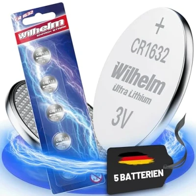 Abbildung von 5 x CR1632 CR 1632 WILHELM Lithium Knopfzelle 3V 140 mAh ø16 3,2 mm Batterie DL1632