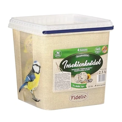 Abbildung von Fidelio Meisenknödel mit Netz, Insektenknödel, ganzjähriges Wildvogelfutter proteinreich / energiereich, hochwertiges Vogelfutter für Wildvögel, 30 Stück im Eimer, 2.5 kg