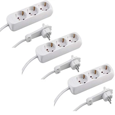 Abbildung von Meister Steckdosenleiste 3 fach 3er Set Extraflacher Stecker 1,4 m Kabel weiß IP20 Innenbereich / Mehrfachsteckdose mit Flachstecker Tischsteckdose Steckerleiste 74301803 Stück