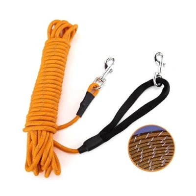 Abbildung von PETTOM Reflektierend Schleppleine für Hunde, 5m/10m/15m Seil Hundeleine Trainingsleine mit Handschlaufe &amp; 2 Karabinerhaken, Langes Ausbildungsleine kleine, mittelgroße Hunde