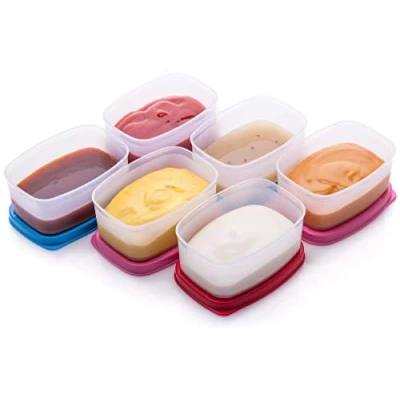 Abbildung von SIGNORA WARE auslaufsichere Frischhaltedosen Luftdichte, mikrowellengeeignete kleine Aufbewahrungsbox mit Deckel Mini Camping Plastik Dosen Set für Soßen, Dips und Gewürze (145ml)