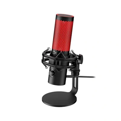 Abbildung von HyperX QuadCast 2, USB Mikrofon für Gaming, Streaming und Podcasting, Tippen zum Stummschalten Sensor, LED Beleuchtung, 24 Bit/96 kHz Aufnahmen, 4 Richtcharakteristiken, Dämpferhalterung, Schwarz