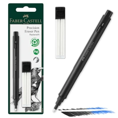 Abbildung von FABER CASTELL 185610 Radiergummi Stift Precision Eraser Pen, inklusive Nachfüllradierer, für Profis und Hobbykünstler