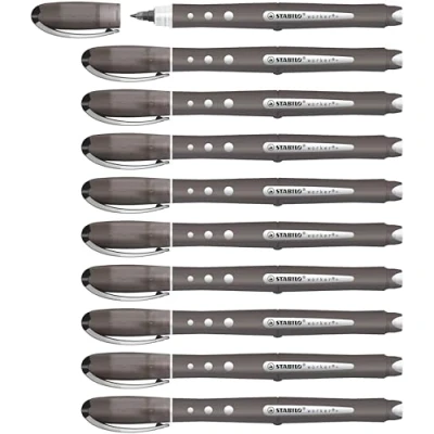 Abbildung von Tintenroller STABILO worker+ colorful medium 10er Pack schwarz