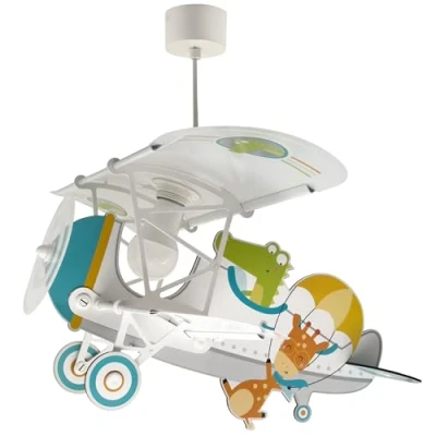 Abbildung von Dalber Lampe Kinderzimmer, kinderlampe Pendelleuchte Hängelampe, Deckenleuchte Kinder, Deckenlampe kinderzimmer Flugzeug Krokodil Tiere, 54542, E27 15W LED