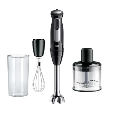 Abbildung von Braun MultiQuick 5 Pro MQ 55236 M 3 in 1 Stabmixer mit 500 ml Zerkleinerer &amp; Schneebesen, 25 Geschwindigkeitsstufen, 1000 W, Schwarz