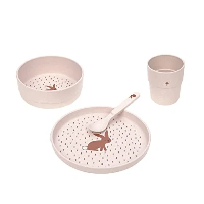 Abbildung von LÄSSIG Kindergeschirr Set (Teller, Becher, Schälchen, Löffel), BPA frei, für Spülmaschine und Mikrowelle/Dish Little Forest Rabbit