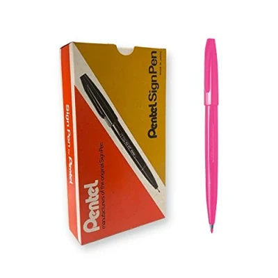Abbildung von Pentel S520 P Sign Pen Faserschreiber, 0,8 mm Strichstärke, pink, 12er Pack
