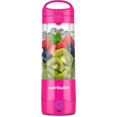 Abbildung von nutribullet Portable NBP003BP, tragbarer Mixer (475ml), wiederaufladbar, Mini Mixer, 4 Klingen Messer, Tritanbecher, 15+ Zyklen pro Ladung, to go, USB C Aufladung, Pink
