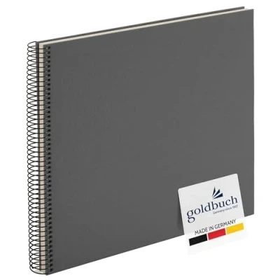 Abbildung von goldbuch 25325 Spiralalbum Bella Vista, Foto Album 34 x 30 cm, Fotoalbum mit 40 weiße Seiten, Erinnerungsalbum aus Leinen, Fotobuch für Bilder und Fotos zum Einkleben, grau