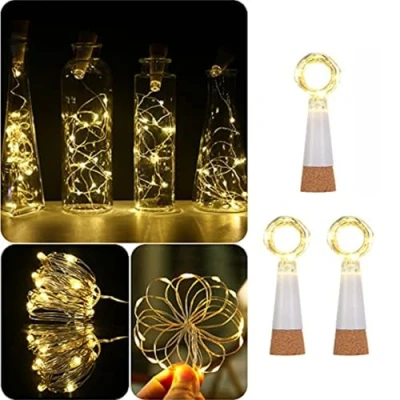 Abbildung von KOBWA Wine Bottle Cork String Lights, USB Powered Rechargeable Copper Lights 150cm 15 LEDs for DIY Wedding Halloween Christmas Party (3er Pack/Warmweiß)